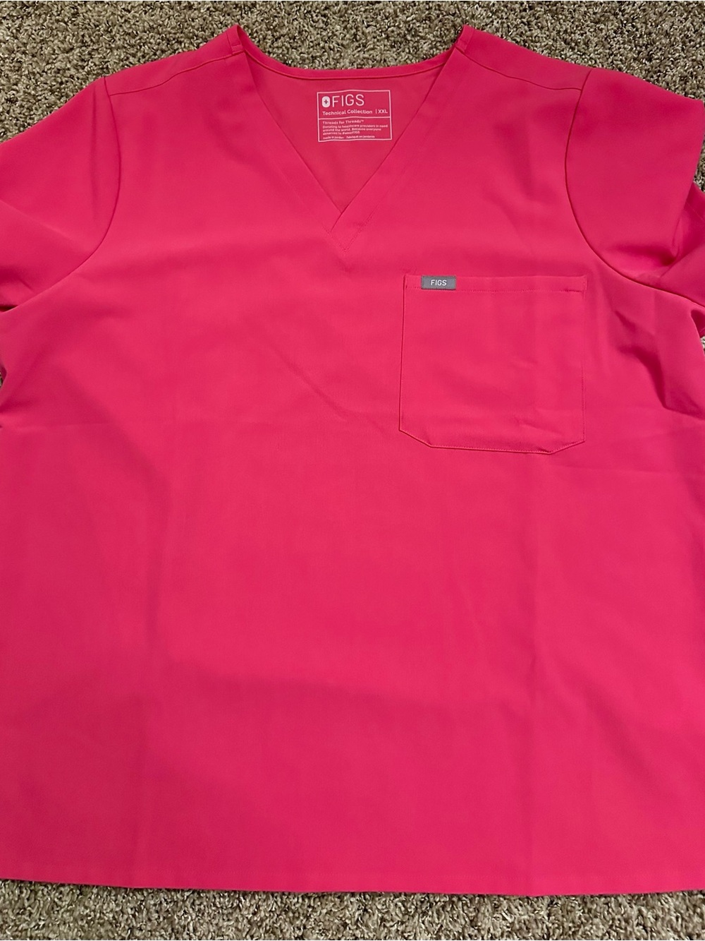 FIGS Catarina scrub top XXL shocking pink